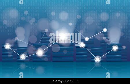 Vectro Cryptocurrency and blockchain composition with network servers connections. Stock Vector