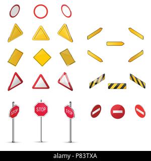 set of Blank road sign Stock Vector