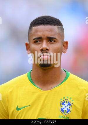 Samara Russia July 02 Gabriel Jesus Of Brazil Competes With Jesus Gallardo Of Mexico During The 18 Fifa World Cup Russia Round Of 16 Match Between Brazil And Mexico At Samara