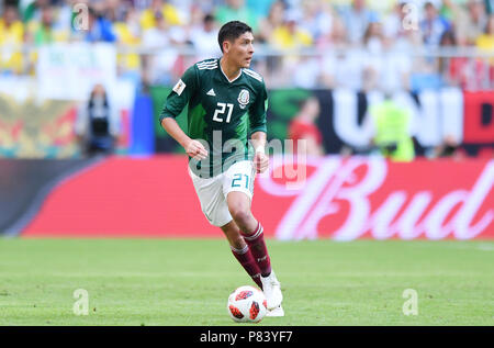 SAMARA, RUSSIA - JULY 02: Edson Alvarez of Mexico in action during the 2018 FIFA World Cup Russia Round of 16 match between Brazil and Mexico at Samara Arena on July 2, 2018 in Samara, Russia. (Photo by Lukasz Laskowski/PressFocus/MB Media) Stock Photo