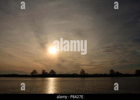 Winterse zon boven de Ankeveense plassen Nederland, Winter at the Ankeveense plassen Netherlands Stock Photo