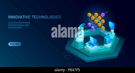 Neural network deep learning smartphone cell. Cognitive technology concept. Logical artificial intelligence memory processor mathematics. Violet neon color gold glowing vector illustration Stock Vector