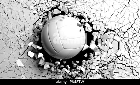 Download Sports Concept Volleyball Ball Breaking With Great Force Through A Black Wall 3d Illustration Stock Photo Alamy