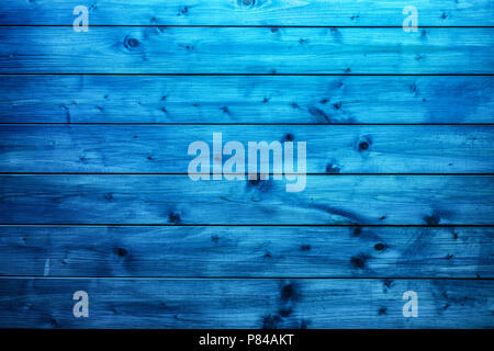 Top of view freshly painted blue wooden table. Stock Photo