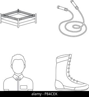 boxers,boxing,collection,icon,illustration,isolated,logo,outline,referee,ring,rope,set,sign,sneakers,sport,symbol,vector,web, Vector Vectors , Stock Vector
