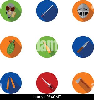 Weapon set icons in flat style. Big collection of weapon vector symbol stock Stock Vector