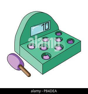Attraction with a hammer to beat pop-up animals.Amusement park single icon in cartoon style vector symbol stock web illustration. Stock Vector