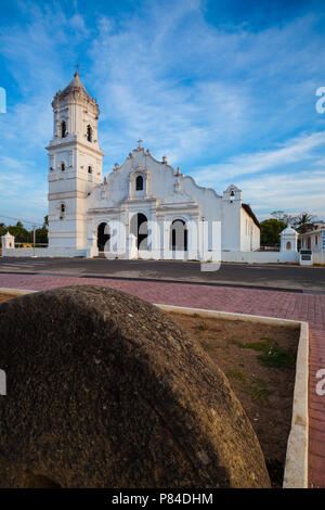 The beautiful catholic church in the Nata village, Cocle province, Republic of Panama. Stock Photo