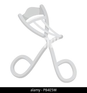 Eyelash curler icon in monochrome style isolated on white background. Hairdressery symbol vector illustration. Stock Vector