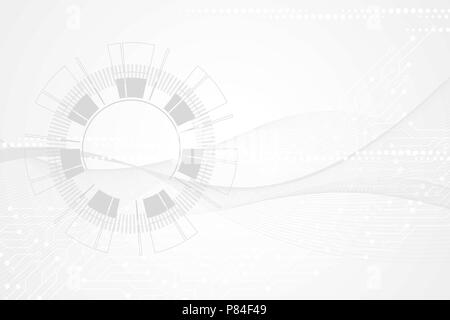 Abstract technology circle. Digital futuristic flowing waves. Vector illustration. Stock Vector