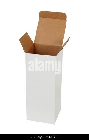Tall cardboard box isolated on white backgrund Stock Photo