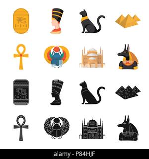 Anubis, Ankh, Cairo citadel, Egyptian beetle.Ancient Egypt set collection icons in black,cartoon style vector symbol stock illustration . Stock Vector