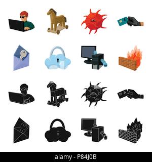 System, internet, connection, code .Hackers and hacking set collection icons in black,cartoon style vector symbol stock illustration . Stock Vector