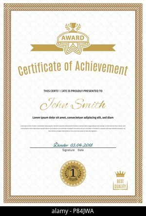 Official white certificate of a4 format with beige border, Official ...