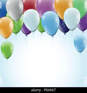 Isolated Colorful Balloons with space for text, editable, change color - Vector Illustration Stock Vector