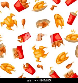 Fast food fried chicken meat. Stock Vector