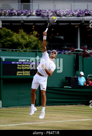 Roger Federer Practices On Court Fourteen On Day Seven Of The Wimbledon ...