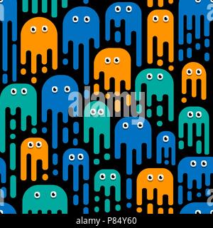 Monsters pattern, a pattern of mutant patterns, bacteria, viruses. Cartoon style for children's pattern. Funny children's print Stock Vector