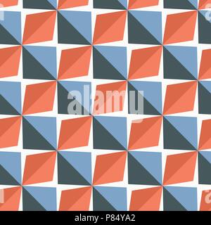 Vector papper stickers cut-out tile blue and red seamless pattern Stock Vector