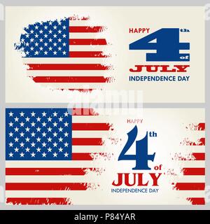 Happy 4th of July - Independence Day of United States of America greeting card design vector illustration. Stock Vector