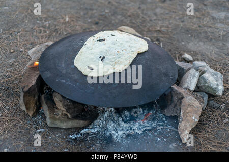 Druze pita bread on a tabun Stock Photo