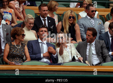 Sir Ben Ainslie (right) and Sir Jim Ratcliffe (left) look on as Julia ...