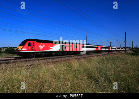 Virgin trains 43 308, East Coast Main Line Railway, Peterborough, Cambridgeshire, England, UK Stock Photo