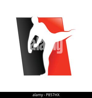 Mix Martial Art Fighter Kick Vector Symbol Graphic Logo Design Stock Vector
