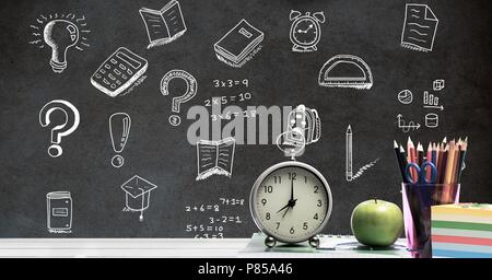 Education drawing on blackboard for school Stock Photo