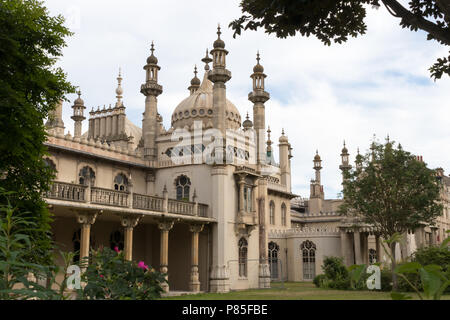 The Royal Brighton Pavilion, East Sussex, England, UK. Former seaside palace, now iconic tourist attraction in the centre of Brighton. Stock Photo