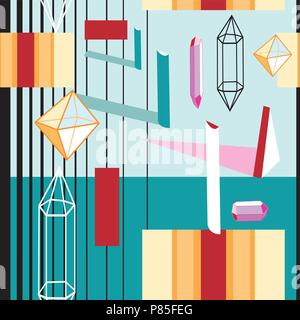 Seamless beautiful geometric pattern of different shapes Stock Vector