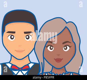 Cartoon Married couple over blue background, colorful design. vector illustration Stock Vector