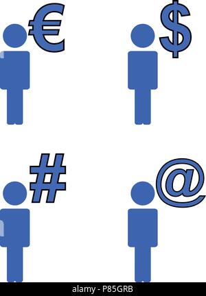 Icon set - Blue man - Vector Stock Vector