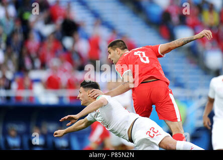 KALININGRAD, RUSSIA - JUNE 22: Aleksandar Mitrovic of Serbia scores a goal during the 2018 FIFA World Cup Russia group E match between Serbia and Switzerland at Kaliningrad Stadium on June 22, 2018 in Kaliningrad, Russia. (Photo by Norbert Barczyk/PressFocus/MB Media) Stock Photo