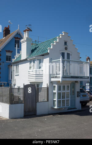 England, Suffolk, Aldeburgh, house on promenade, Stock Photo