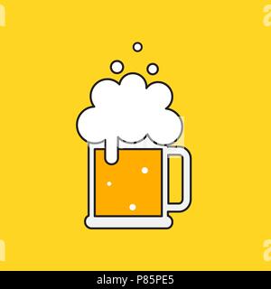 Beer mug with foam. Symbol Template Logo. Vector illustration flat design. Isolated. Stock Vector
