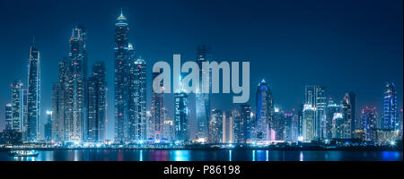 Dubai Marina bay view from Palm Jumeirah, UAE Stock Photo