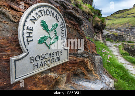 Boscastle Harbour, the scene of destructive flooding in 2004, now rebuilt and a thriving tourist destination in North Cornwall. Stock Photo