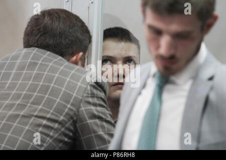 Kiev, Ukraine. 10th July, 2018. In March, the court decided to take Savchenko in custody without the possibility of making a deposit until May 20. Subsequently, the court left Savchenko under arrest until July 13.On March 22, the Verkhovna Rada of Ukraine agreed to prosecute, arrest and arrest Savchenko. Credit: Nazar Furyk/ZUMA Wire/Alamy Live News Stock Photo