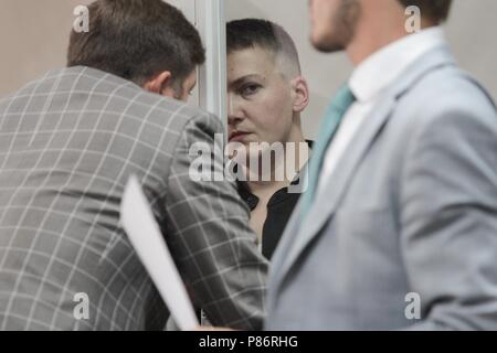 Kiev, Ukraine. 10th July, 2018. In March, the court decided to take Savchenko in custody without the possibility of making a deposit until May 20. Subsequently, the court left Savchenko under arrest until July 13.On March 22, the Verkhovna Rada of Ukraine agreed to prosecute, arrest and arrest Savchenko. Credit: Nazar Furyk/ZUMA Wire/Alamy Live News Stock Photo