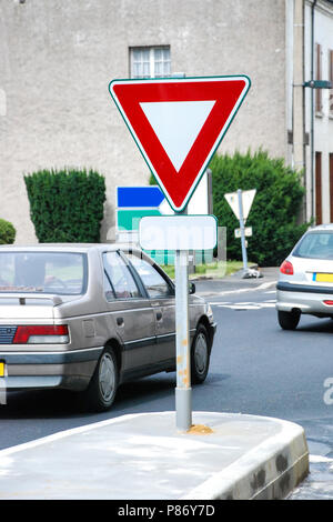 Yield Sign on road Stock Photo