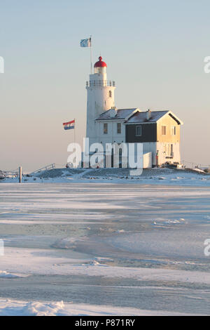 Vuurtoren 'Paard van Marken' Nederland, Lighthouse 'Paard van Marken' Netherlands Stock Photo