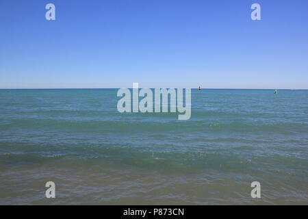 Northwestern University lakefill on a beautiful sunny summer day in Evanston, Illinois. Stock Photo