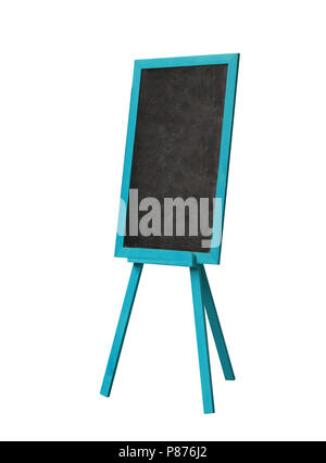 Blackboard in blue wood frame isolated on white, Isolated Blackboard, Blackboard texture, Wood Blackboard Stock Photo