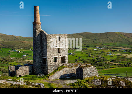 Allihes copper mine and chimney Beara peninsula County Cork Ireland Stock Photo