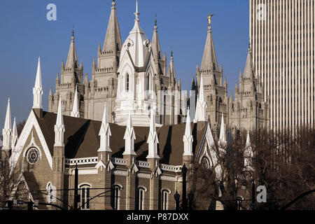 Assembly Hall inside Temple Square in Salt Lake City, Utah, United States Stock Photo