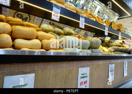 Variety of pumpkins for sale Stock Photo