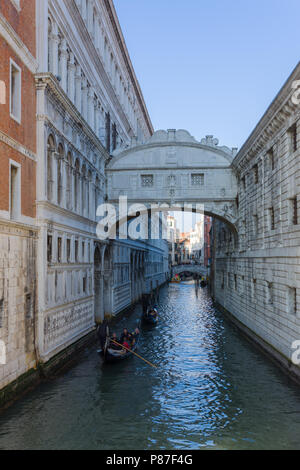 The Bridge of Sighs (Italian: Ponte dei Sospiri) is a bridge located in Venice, northern Italy. The enclosed bridge Stock Photo