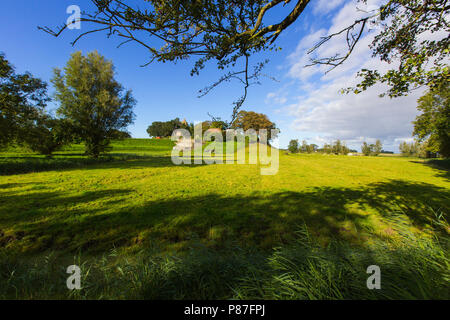 terp dorp Hegebeintum, artificial dwelling hill village Hegebeintum Stock Photo