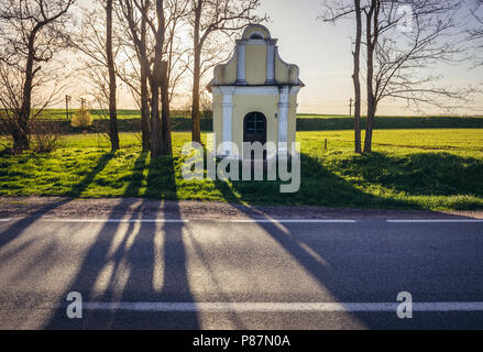 Small chapel next to road between Hohenau an der March and Rabensburg towns in Lower Austria Stock Photo